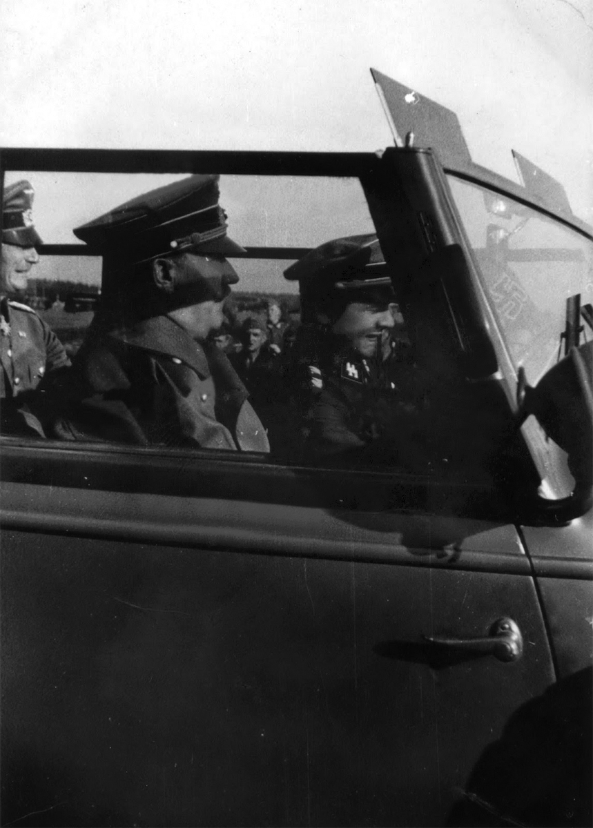Adolf Hitler at the Barysaw airfield (Belarus) on his way to a meeting at the headquarters of Army Group Center